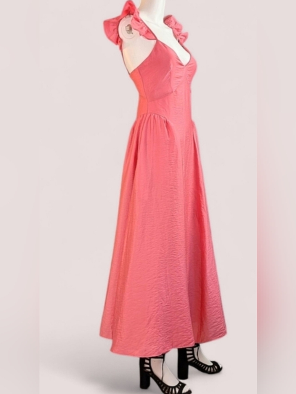 Chelsea 28 Flutter Cap Sleeve Spaghetti Strap Maxi-Dress "Pink Rapture" - Picture 2 of 16